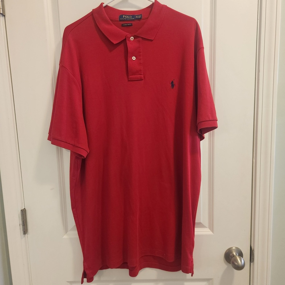 Polo Ralph Lauren Mens XXL Custom Slim Fit Red Short Sleeve Cotton Polo Shirt